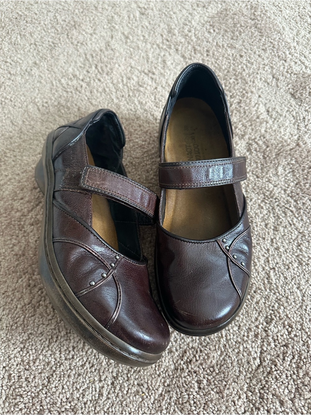 NAOT Comfort Mary Jane Leather Shoes in Dark Brown - size 39 EU